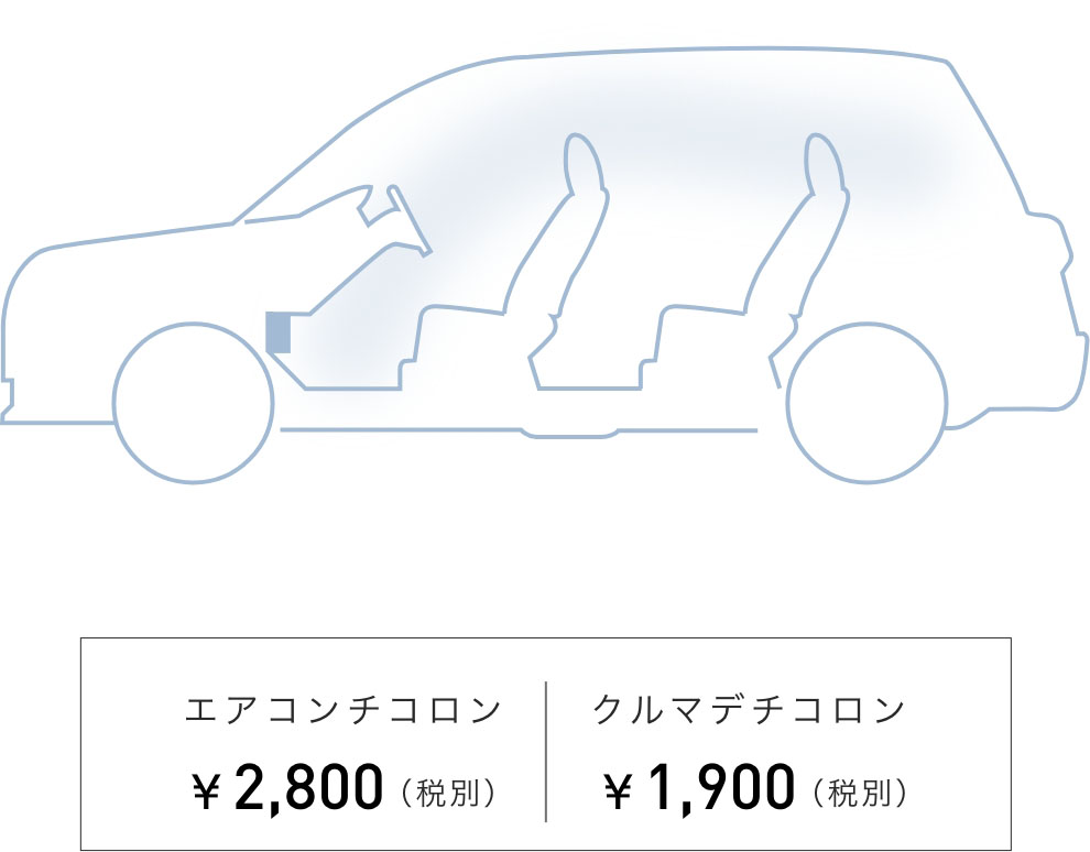 エアコンチコロン¥2,800（税別）　クルマデチコロン¥1,900（税別）